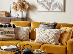 Koristetyyny puuvilla beige tuftattu 40 x 60 cm CRATAEGUS