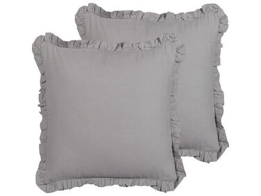 Set of 2 Linen Cushions 45 x 45 cm Grey GLABRA