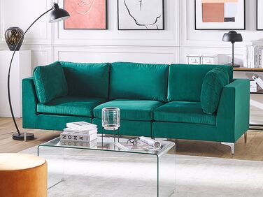 3-seters sofa fløyel grønn EVJA