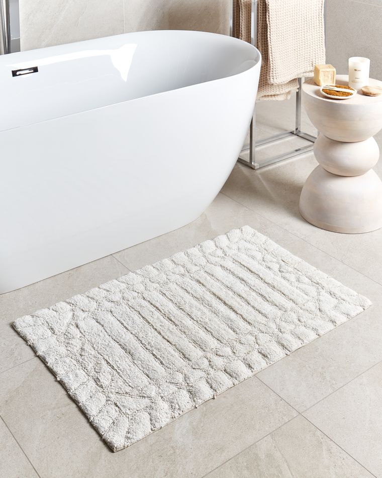 Cotton Bath Mat 60 x 90 cm Beige TEKKE Beliani.dk