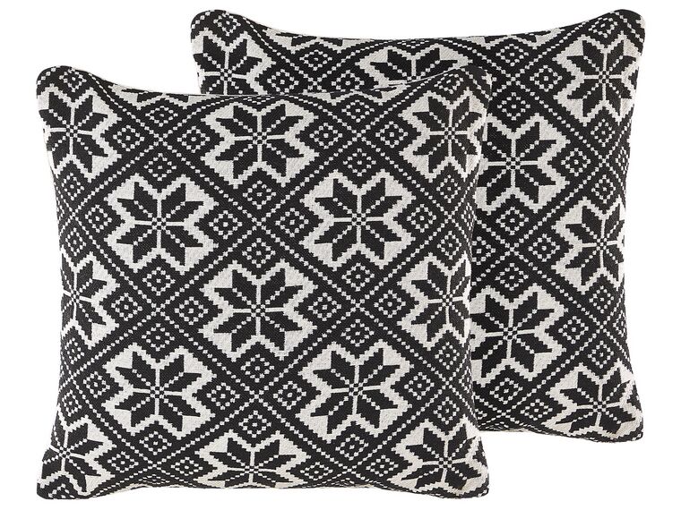 2 poduszki dekoracyjne w geometryczny wzór 45 x 45 cm czarno-białe BESKOZ_802252
