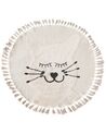 Tapis enfant rond avec motif de chat en coton beige ø 120 cm ETSERI_906783