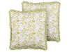 Dekokissen Blumenmuster Baumwolle hellgrün / weiß mit Fransen 45 x 45 cm 2er Set FILIX_838548