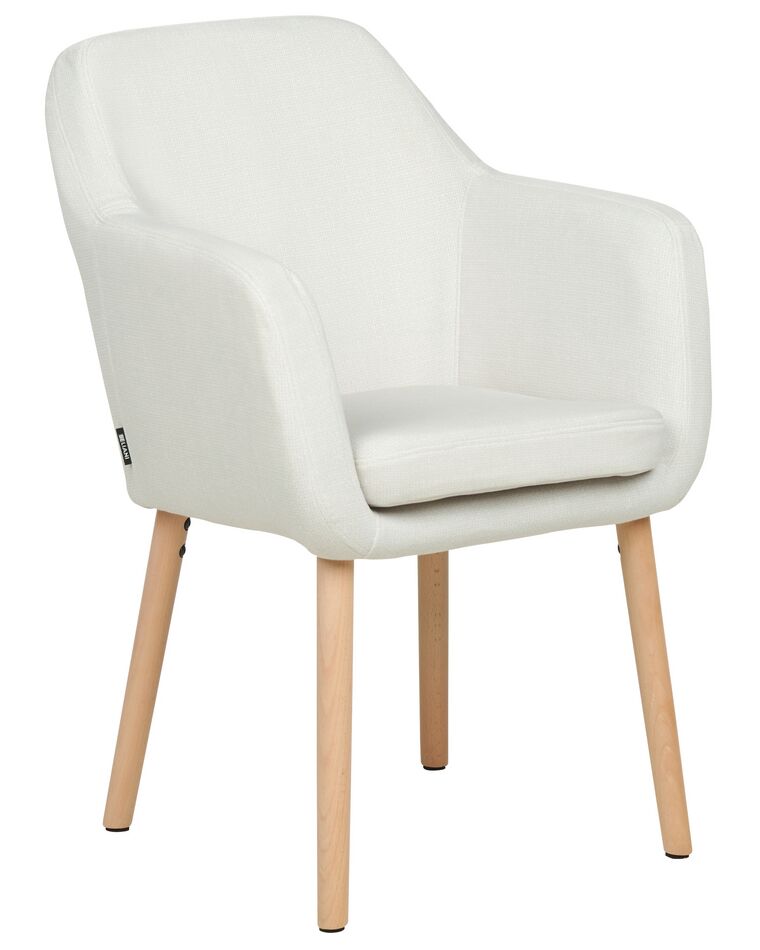 Spisebordsstol med armlæn hvid velour YORKVILLE II_899175