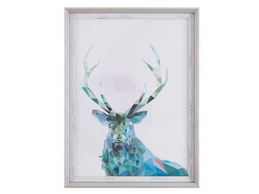 Obraz w ramie jeleń 30 x 40 cm niebieski KAYES
