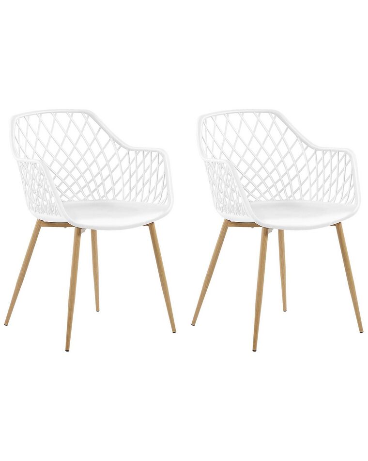 	Conjunto de 2 sillas de comedor blanco/madera clara NASHUA_775296