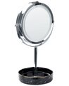 Kosmetikspiegel silber / schwarz mit LED-Beleuchtung ø 26 cm SAVOIE_847891