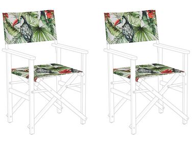 Set of 2 Garden Chair Replacement Fabrics Toucan Pattern CINE