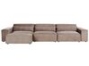 Sofá modular 3 plazas de tela marrón con otomana HELLNAR_912267