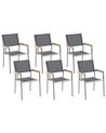 Conjunto de 6 cadeiras de jardim em metal e tela cinzenta GROSSETO_724704