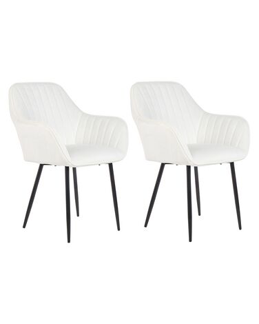 Conjunto de 2 cadeiras de jantar em veludo branco creme WELLSTON II