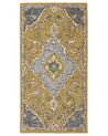Teppich Wolle gelb / blau 80 x 150 cm orientalisches Muster Kurzflor MUCUR_848395