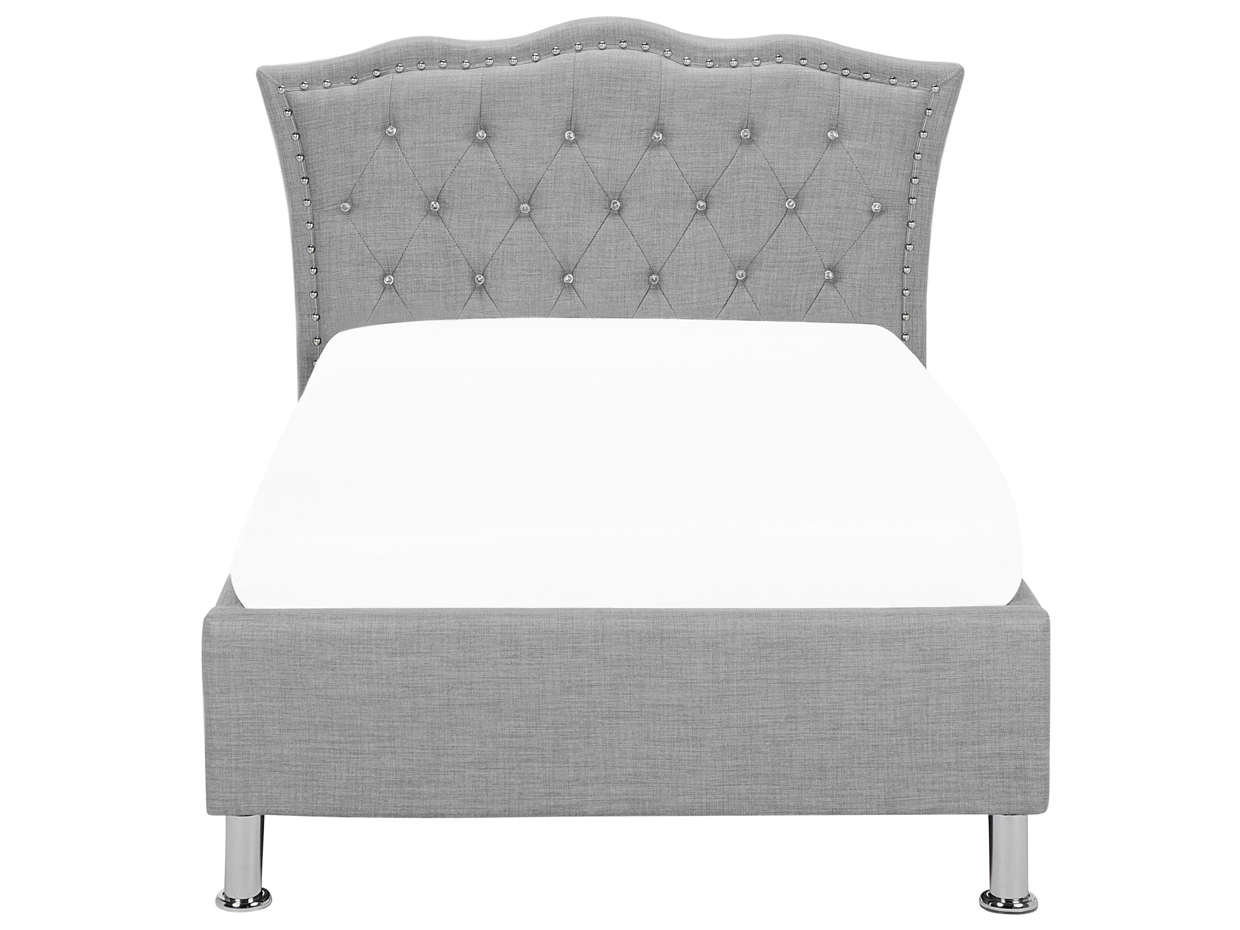 Łóżko z pojemnikiem tapicerowane 90 x 200 cm szare METZ