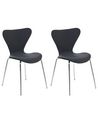 Set of 2 Velvet Dining Chairs Black and Silver BOONVILLE_862143