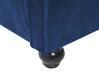Cama con somier de terciopelo azul marino/madera oscura 160 x 200 cm AVALLON_729075