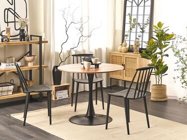 Round Dining Table ⌀ 90 cm Light Wood with Black BOCA
