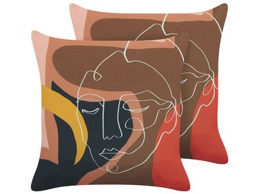 Set of 2 Cushions 45 x 45 cm Multicolour HYACINTH