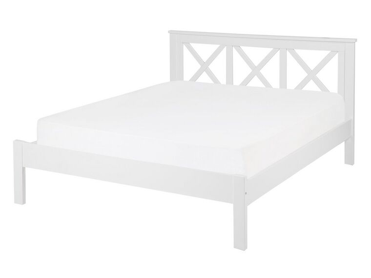 Wooden EU Double Size Bed White TANNAY_802315