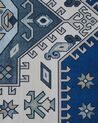 Teppich blau / beige orientalisches Muster 80 x 300 cm Kurzflor PARVAKADLI_831587