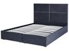 Zamatová posteľ s úložným priestorom 160 x 200 cm čierna VERNOYES_861451