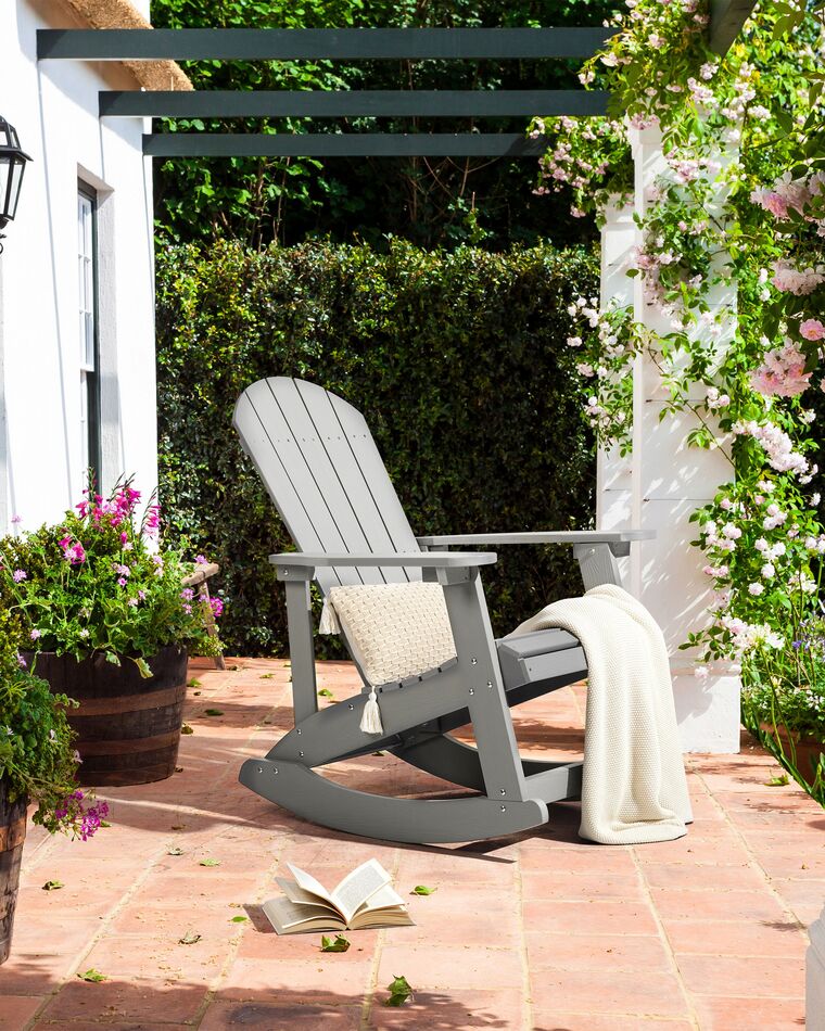 Garden Rocking Chair Light Grey ADIRONDACK | Beliani.co.uk