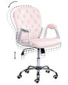 Chaise de bureau pivotante en velours avec cristaux rose PRINCESS_862810