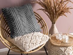 Koristetyyny puuvilla harmaa kohokuvioitu 45 x 45 cm KONNI