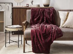 Kaksipuolinen viininpunainen huopa kaksipuolinen 150 x 200 cm TANTAN