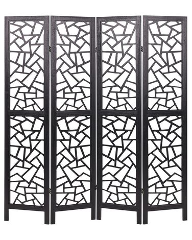 Wooden Folding 4 Panel Room Divider 170 x 163 cm Black PIANLARGO