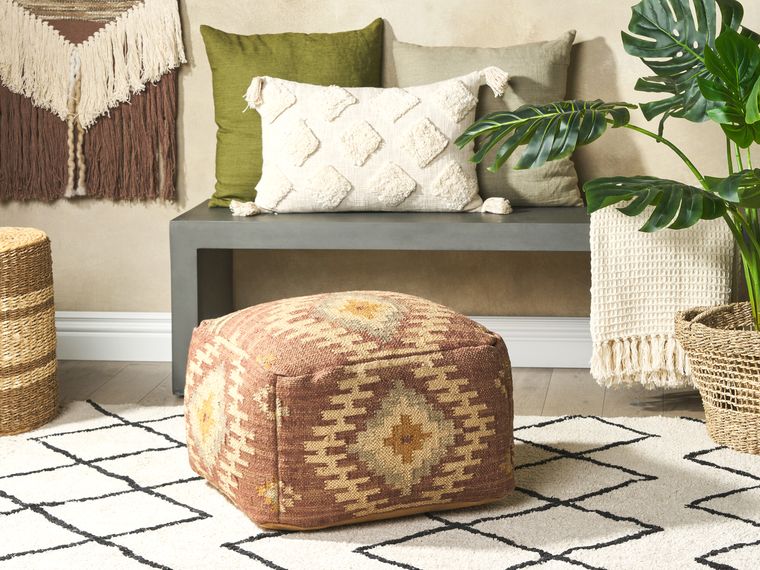 Jute Pouffe Multicolour BEEL Beliani.co.uk