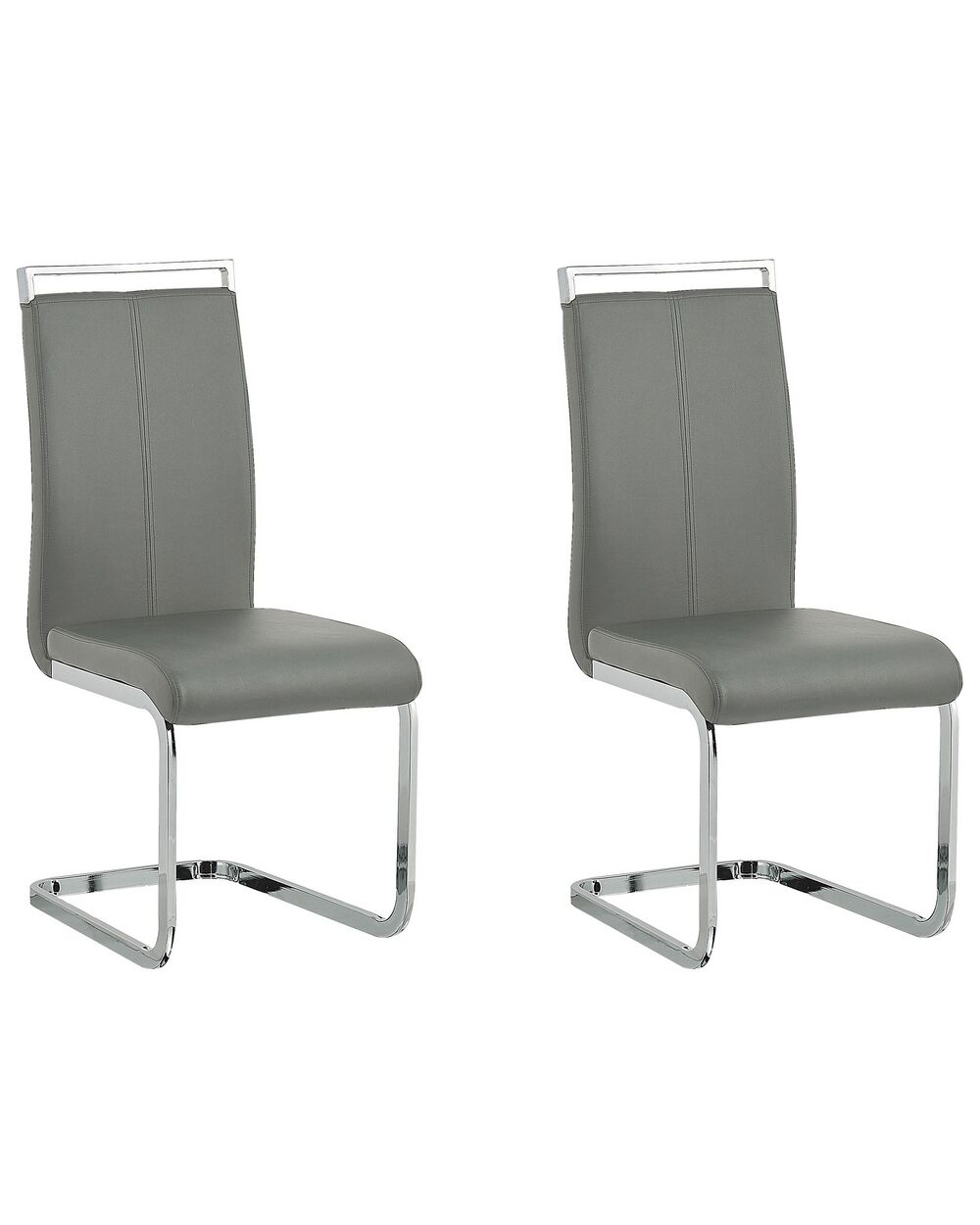 Set of 2 Faux Leather Dining Chairs Grey GREEDIN Beliani.co.uk