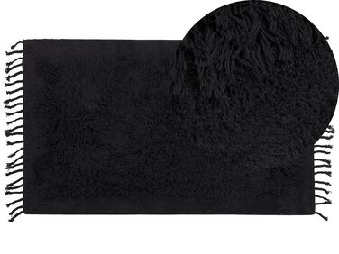 Teppich Baumwolle schwarz 80 x 150 cm Fransen Shaggy BITLIS