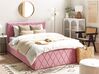 Łóżko z pojemnikiem welurowe 140 x 200 cm różowe ROCHEFORT_857416