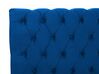 Cama de casal em veludo azul marinho 180 x 200 cm AVALLON_729135