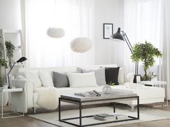 4-istuttava valkoinen keinonahkaverhoiltu vasenk. kulmavuodesohva ABERDEEN