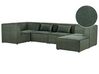 Right Hand 5 Seater Modular Jumbo Cord Corner Sofa with Ottoman Dark Green LEMVIG_876279