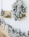 Weihnachtskranz weiss mit LED-Beleuchtung Schnee bedeckt ⌀ 70 cm SUNDO_895630