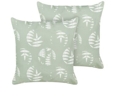 Set of 2 Outdoor Cushions Leaf Motif 45 x 45 cm Green ALASSIO