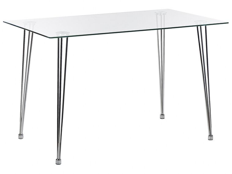 Table de salle à manger en verre / pieds argentés 120 x 70 cm WINSTON_821727