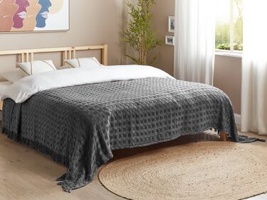 Cotton Bedspread 220 x 240 cm Grey BERE