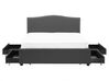 Fabric EU King Size Bed White LED with Storage Grey MONTPELLIER_708649