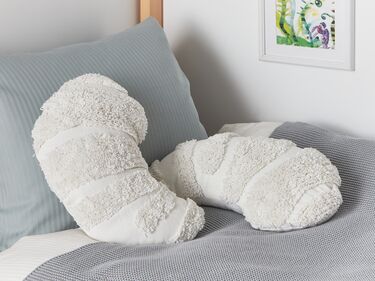 Set of 2 Cotton Kids Croissant Cushions 40 x 25 cm White SNOWDROP