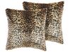 Sierkussen set van 2 kunstbont luipaardprint bruin 45 x 45 cm FOXTAIL_822138