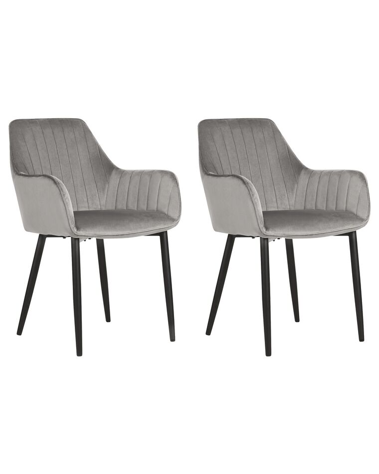 Conjunto de 2 sillas de comedor de terciopelo gris oscuro WELLSTON_901888