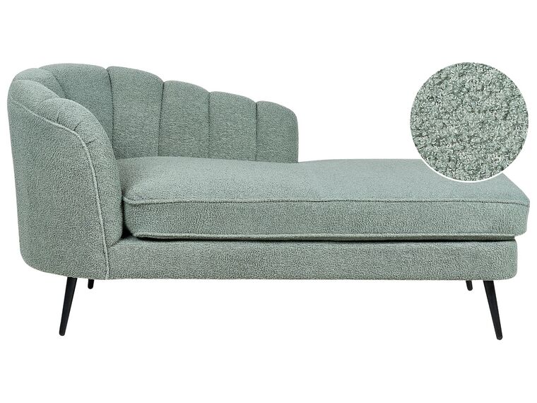 Left Hand Boucle Chaise Lounge Green ALLIER_879221