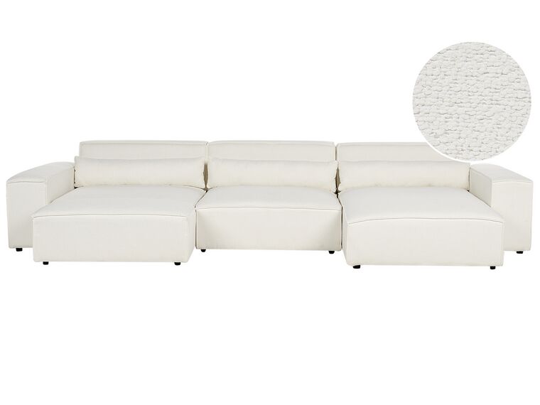 Left Hand 3 Seater Modular Boucle Corner Sofa with Ottoman White HELLNAR_911274