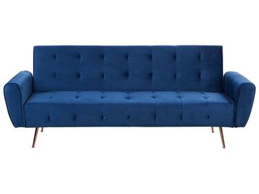 Velvet Sofa Bed Blue SELNES