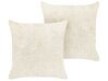 Set of 2 Faux Fur Cushions 45 x 45 cm Light Beige PILEA_839913