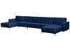6 Seater U-Shaped Modular Velvet Sofa Navy Blue ABERDEEN_752490