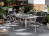 Hatszemélyes szürke gránit étkezőasztal fekete textilén székekkel GROSSETO_462535
